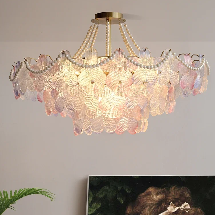 Cale Flower Glass Petal Chandelier | Celestre