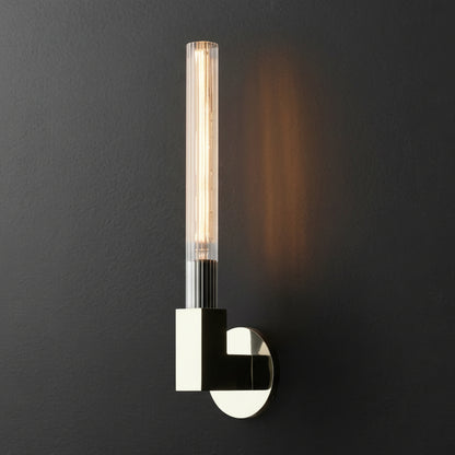 Elia Offset Stem Fluted Wall Light Silver | Celestre