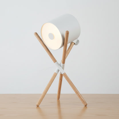 Miva Crossover Drum Table Lamp White-Ash | Celestre