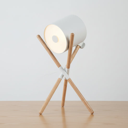 Miva Crossover Drum Table Lamp White-Ash | Celestre