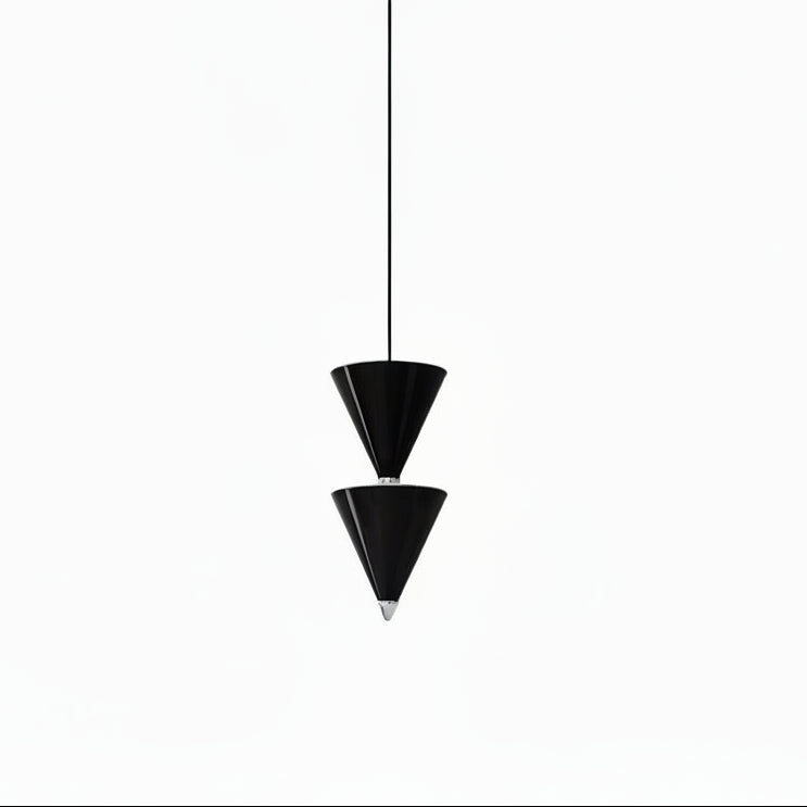 Lyri Multilayer Tiered Cone Pendant Light Black 2 Heads | Celestre