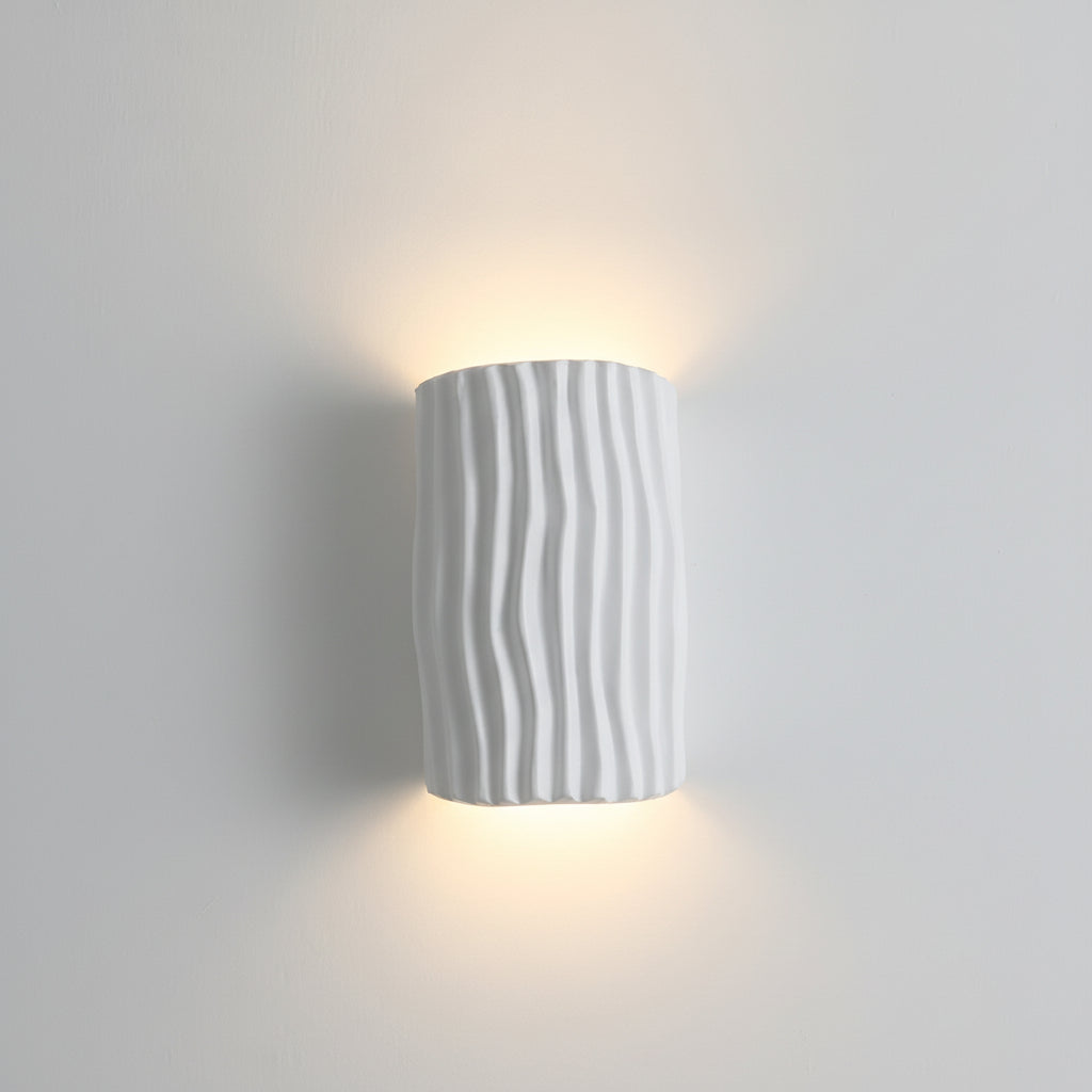 Kyra Fluted Wavy Bi Directional Wall Light White | Celestre