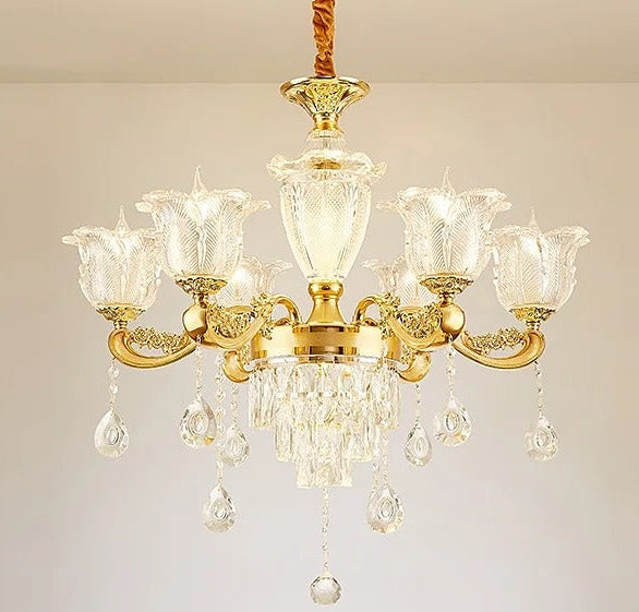 Daro Floral Tiered Crystal Chandelier 6 Heads | Celestre