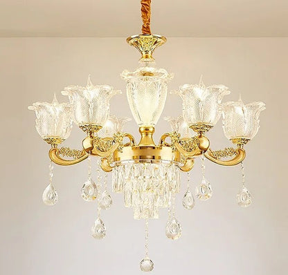Daro Floral Tiered Crystal Chandelier 6 Heads | Celestre
