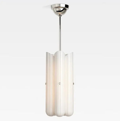 Delu Fluted Glass Cylinder Pendant Light Chrome | Celestre