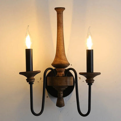 Navo Rustic Wood Spindle Wall Light 2 Heads | Celestre