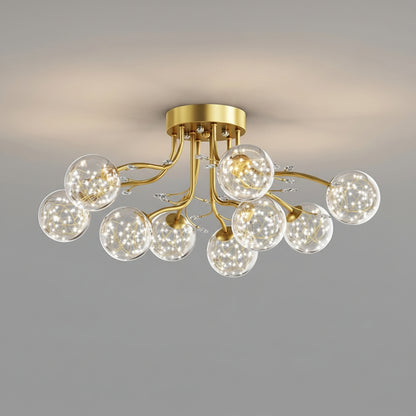 Avar Sputnik Fairy Globes Ceiling Light Gold 9 Heads | Celestre
