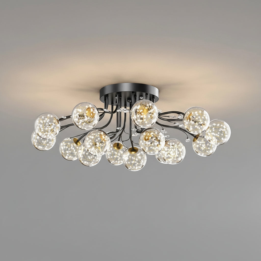 Avar Sputnik Fairy Globes Ceiling Light Black 15 Heads | Celestre