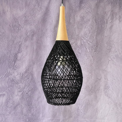 Ivor Wabi-sabi Rattan Pendant Light Black | Celestre