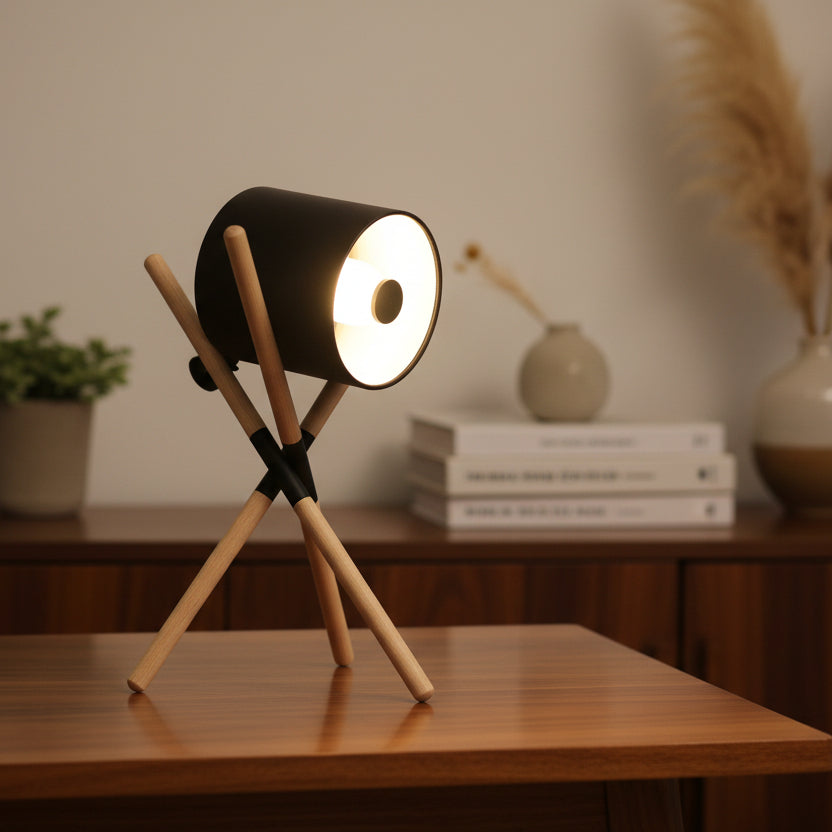Miva Crossover Drum Table Lamp Black-Ash | Celestre