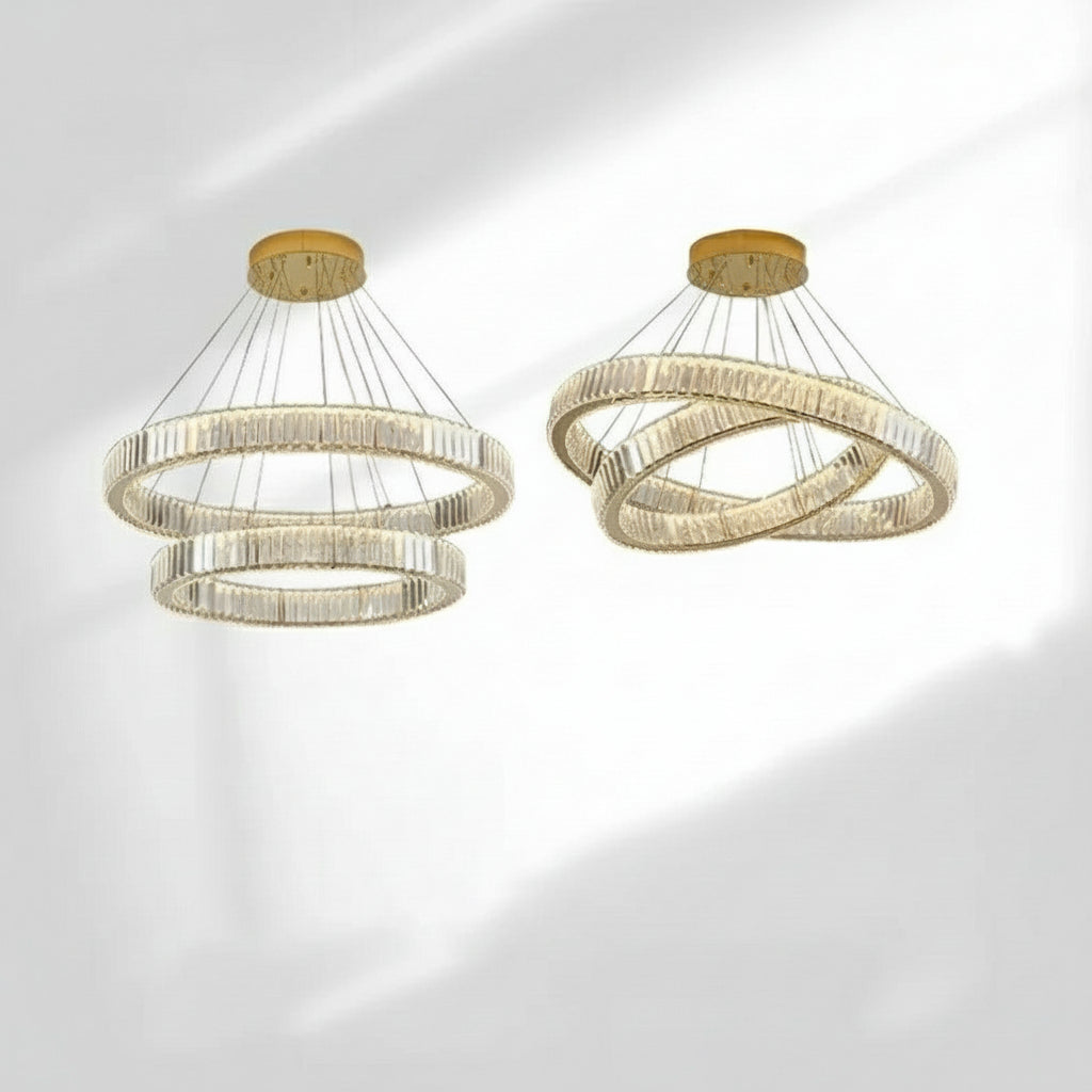 Glora Crystal LED Chandelier Gold 80 cm-60 cm | Celestre