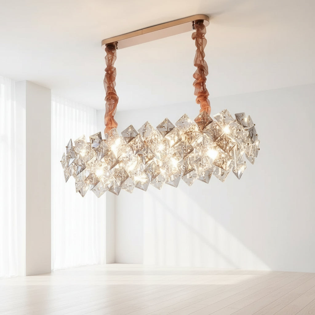 Bella Shingled Crystal Linear Chandelier | Celestre