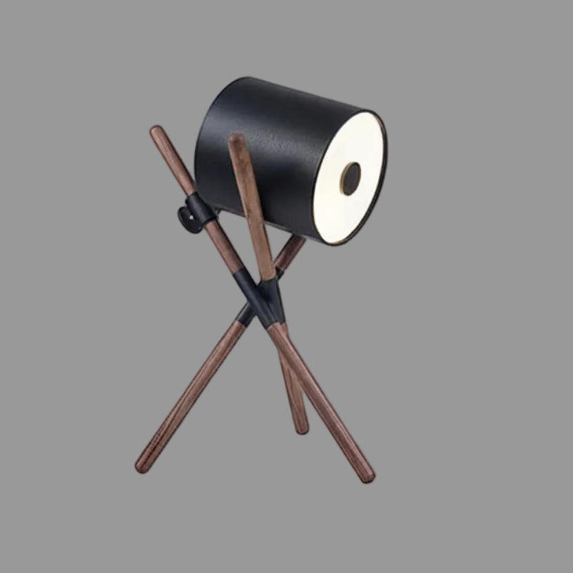 Miva Crossover Drum Table Lamp Black-Walnut | Celestre