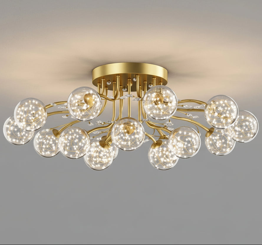 Avar Sputnik Fairy Globes Ceiling Light Gold 15 Heads | Celestre