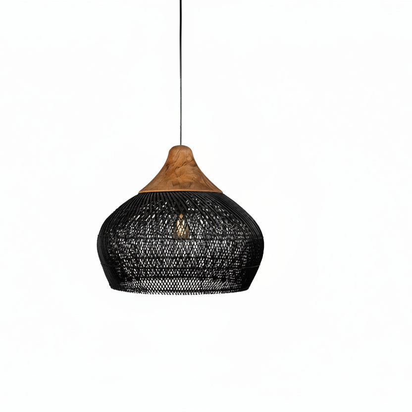 Ivor Wabi-sabi Rattan Pendant Light Black 50 cm x 38 cm | Celestre