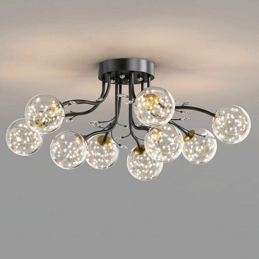 Avar Sputnik Fairy Globes Ceiling Light Black 9 Heads | Celestre