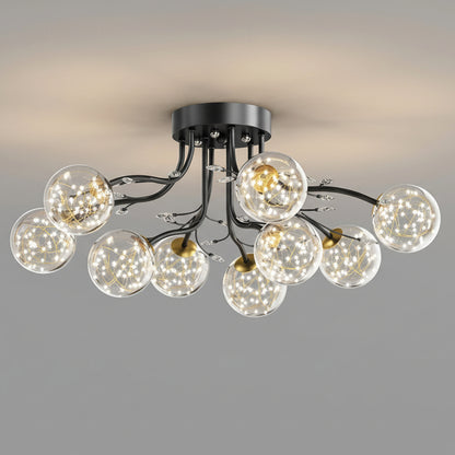 Avar Sputnik Fairy Globes Ceiling Light Black 9 Heads | Celestre
